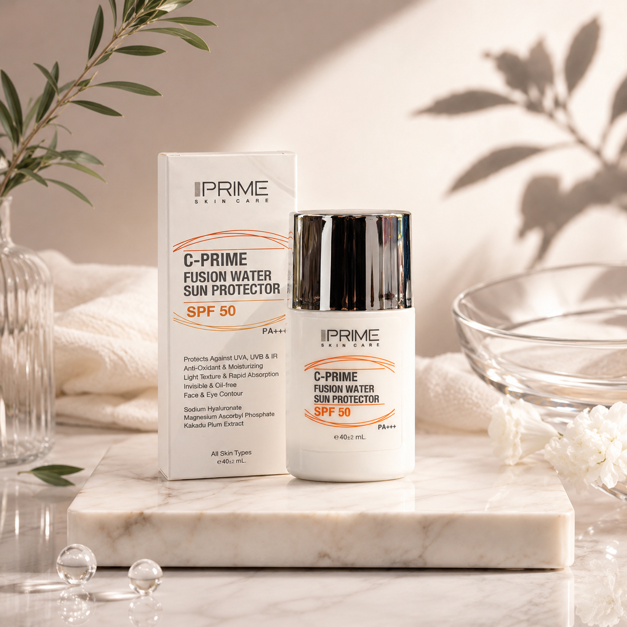 فلوئید فیوژن ضد آفتاب SPF50 پرایم | محافظت سبک و نامرئی در برابر اشعه UV