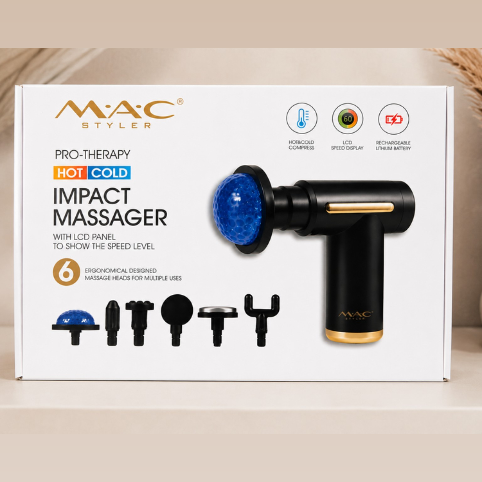 ماساژور تفنگی شارژی دیجیتال مک استایلر مدل MC720 | ماساژور پر قدرت عضلات و ریکاوری بدن