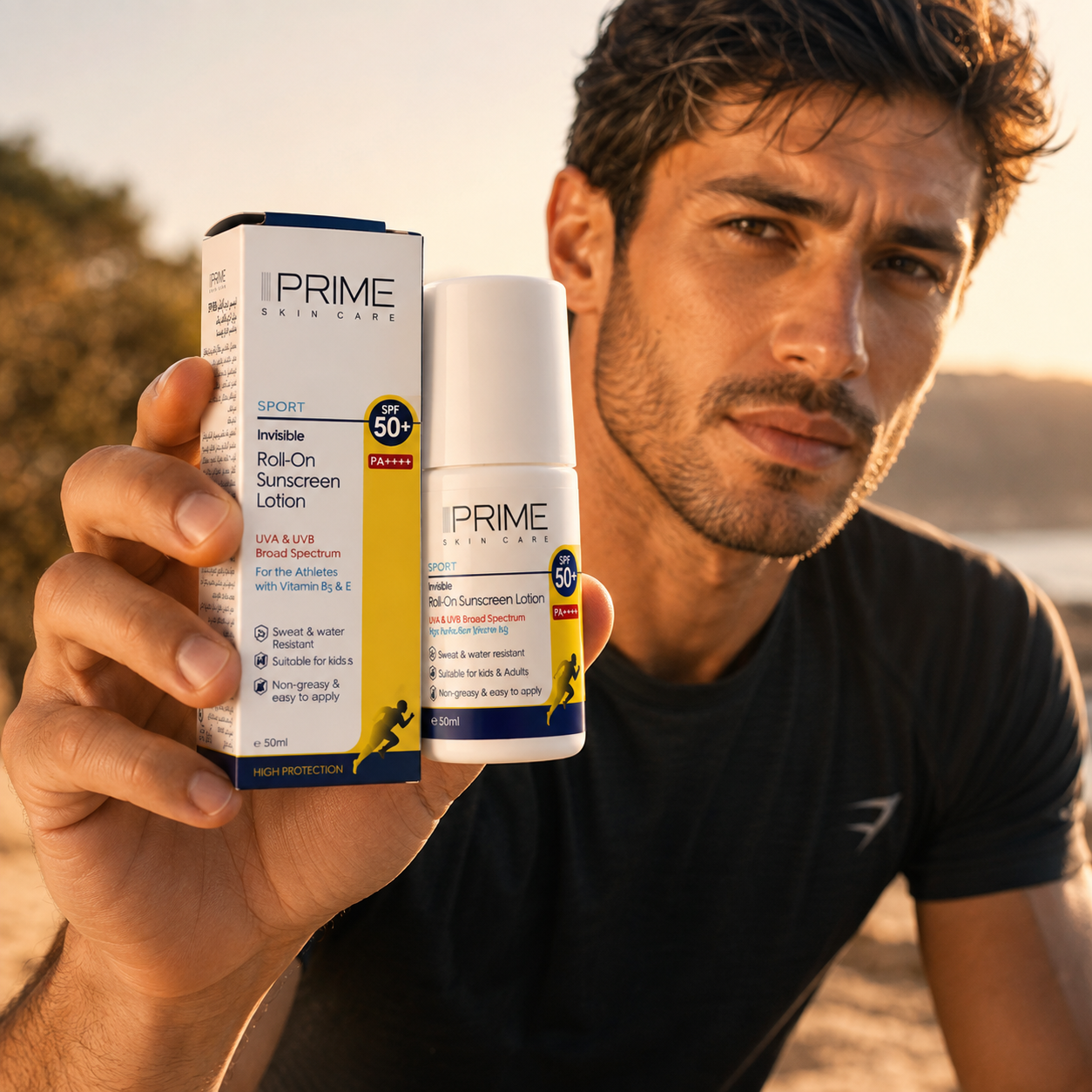 لوسیون ضد آفتاب رولی پرایم SPF 50 | فاقد رنگ، مقاوم در برابر آب و تعریق و مناسب خانواده